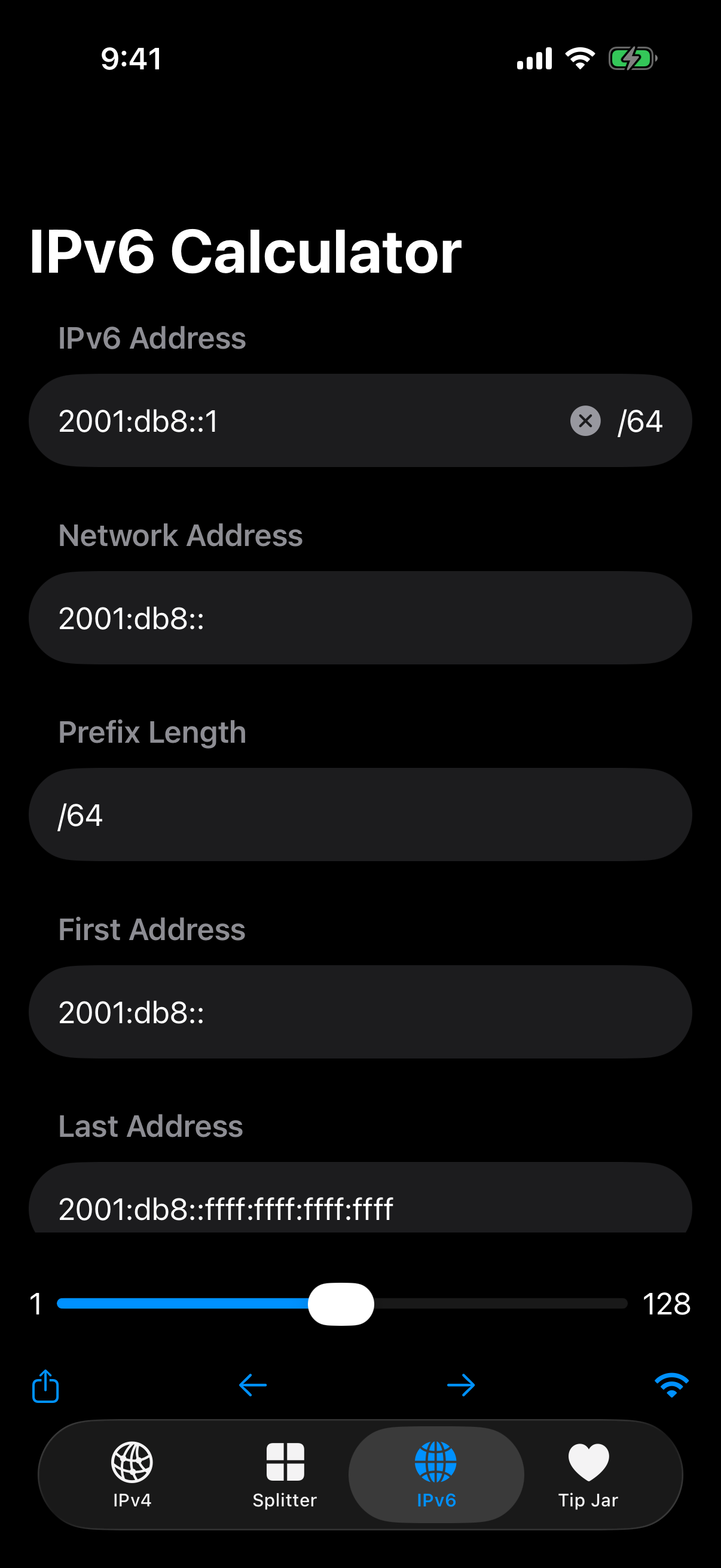 IPv6 subnet calculator